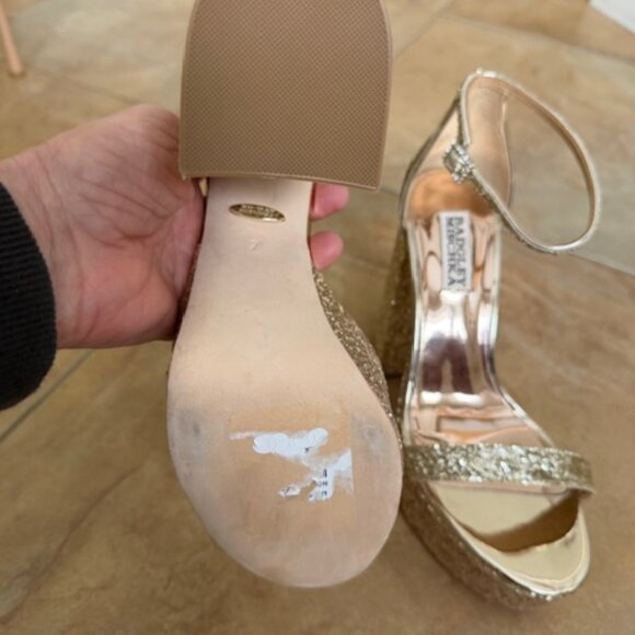 Badgley Mischka Party platform block heels Bling sandal Shoes-7 - Picture 5 of 6